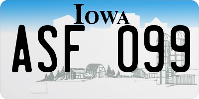 IA license plate ASF099