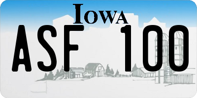 IA license plate ASF100