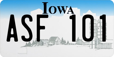 IA license plate ASF101