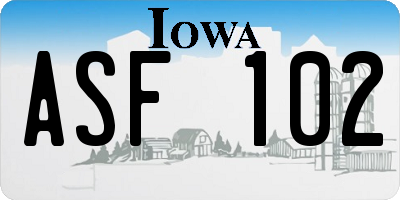 IA license plate ASF102