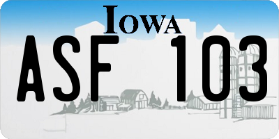 IA license plate ASF103