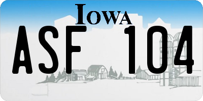 IA license plate ASF104