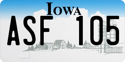 IA license plate ASF105