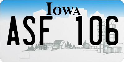 IA license plate ASF106