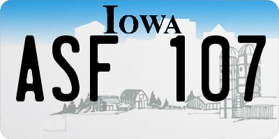 IA license plate ASF107