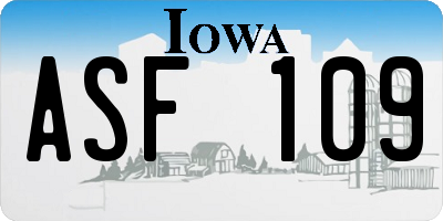 IA license plate ASF109