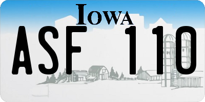 IA license plate ASF110