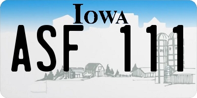 IA license plate ASF111