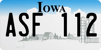 IA license plate ASF112