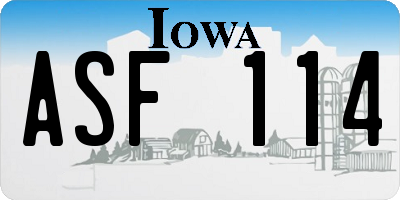 IA license plate ASF114