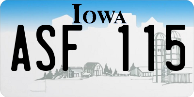 IA license plate ASF115