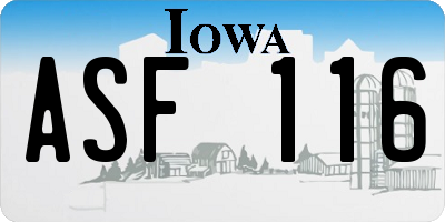 IA license plate ASF116