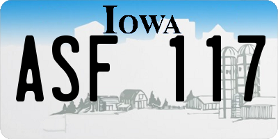 IA license plate ASF117