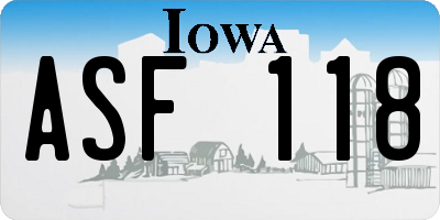 IA license plate ASF118