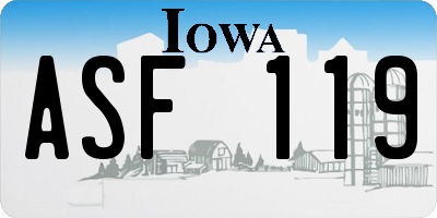 IA license plate ASF119