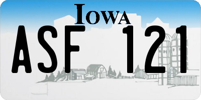 IA license plate ASF121