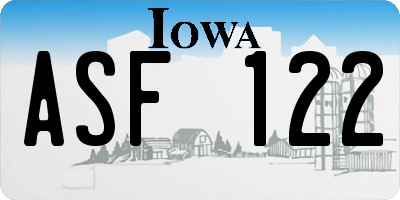 IA license plate ASF122