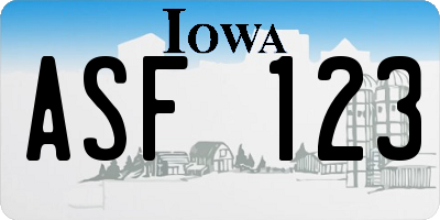 IA license plate ASF123