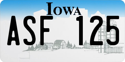 IA license plate ASF125