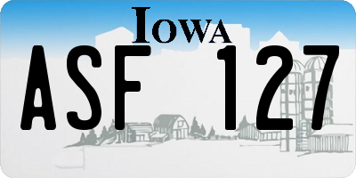 IA license plate ASF127