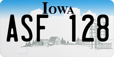 IA license plate ASF128