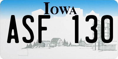 IA license plate ASF130
