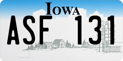 IA license plate ASF131