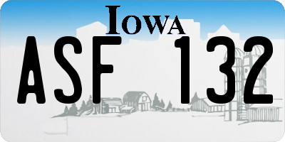 IA license plate ASF132