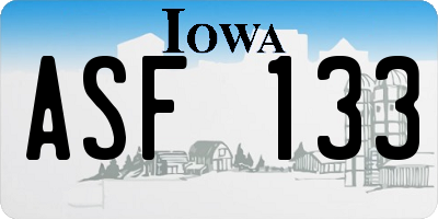 IA license plate ASF133