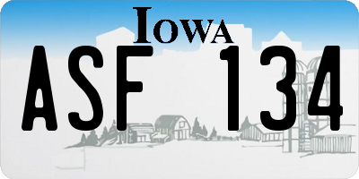 IA license plate ASF134