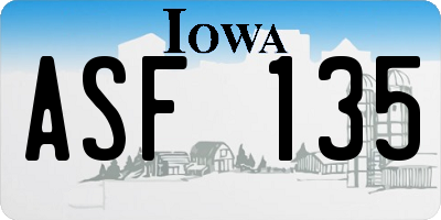 IA license plate ASF135