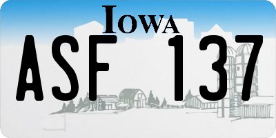 IA license plate ASF137
