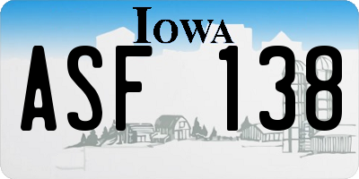 IA license plate ASF138