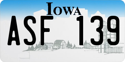 IA license plate ASF139