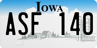 IA license plate ASF140