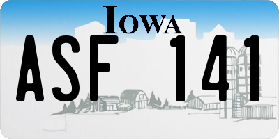 IA license plate ASF141