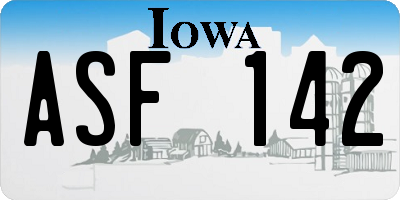 IA license plate ASF142