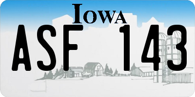 IA license plate ASF143