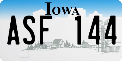 IA license plate ASF144