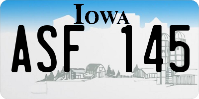 IA license plate ASF145