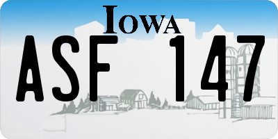 IA license plate ASF147