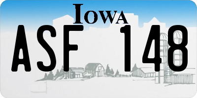 IA license plate ASF148