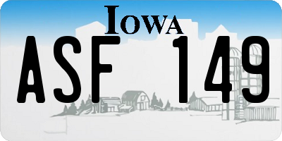 IA license plate ASF149