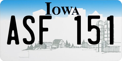 IA license plate ASF151