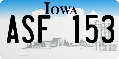 IA license plate ASF153