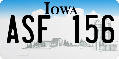 IA license plate ASF156