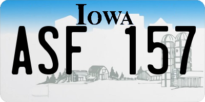 IA license plate ASF157