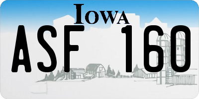 IA license plate ASF160