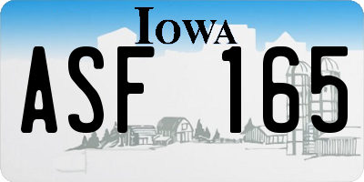 IA license plate ASF165