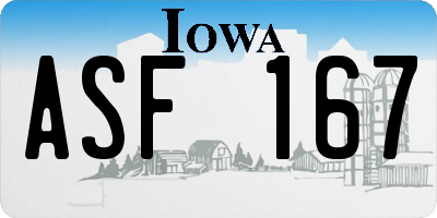 IA license plate ASF167